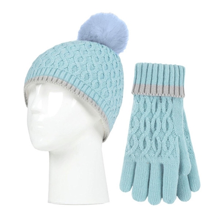 Παιδικός Σκούφος Pom Pom Με Γάντια Soft Blue Heat Holders Kids Hat & Gloves 80080S