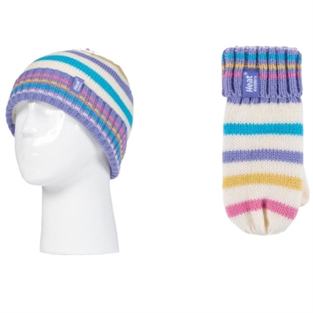 Παιδικός Σκούφος Με Γάντια 3-6 ετών Cream Stripe Heat Holders Kids Stripe Hat & Mittens 80078C
