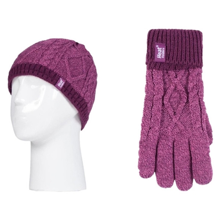 Σκούφος και Γάντια Παιδικά Pink-Purple Kids Heat Holders Turn Over Hat & Gloves 80079P